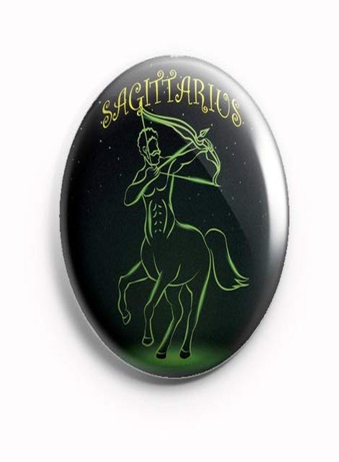AVI Zodiac Sign Symbol Sagittarius Black Regular Size Pin Badge Regular Size 58mm R8002101 Metal - Image 1